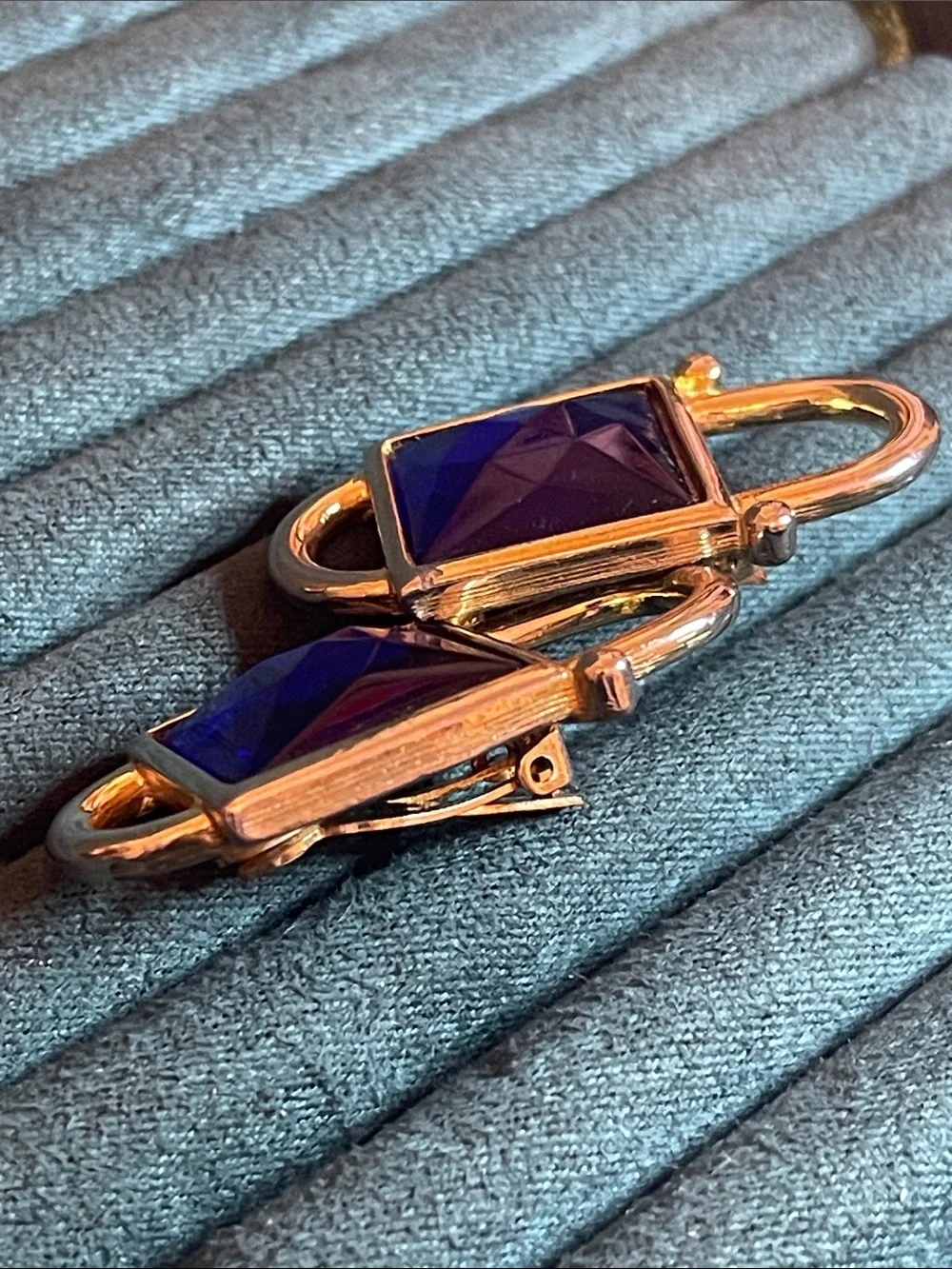 Vintage Paolo Gucci Sapphire Blue 1980’s Runway Aesthetic Clip On Earrings
